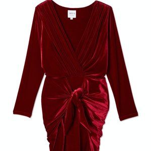 Misa Los Angeles Ophelie Red Ruched Velvet DressXS